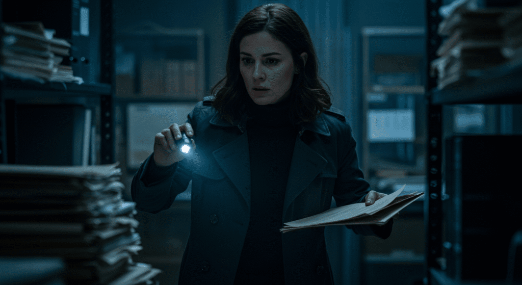 Woman Stealthily Gathering Legal Evidence for a Trial