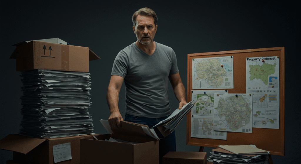 Man Gathering Property Dispute Documents