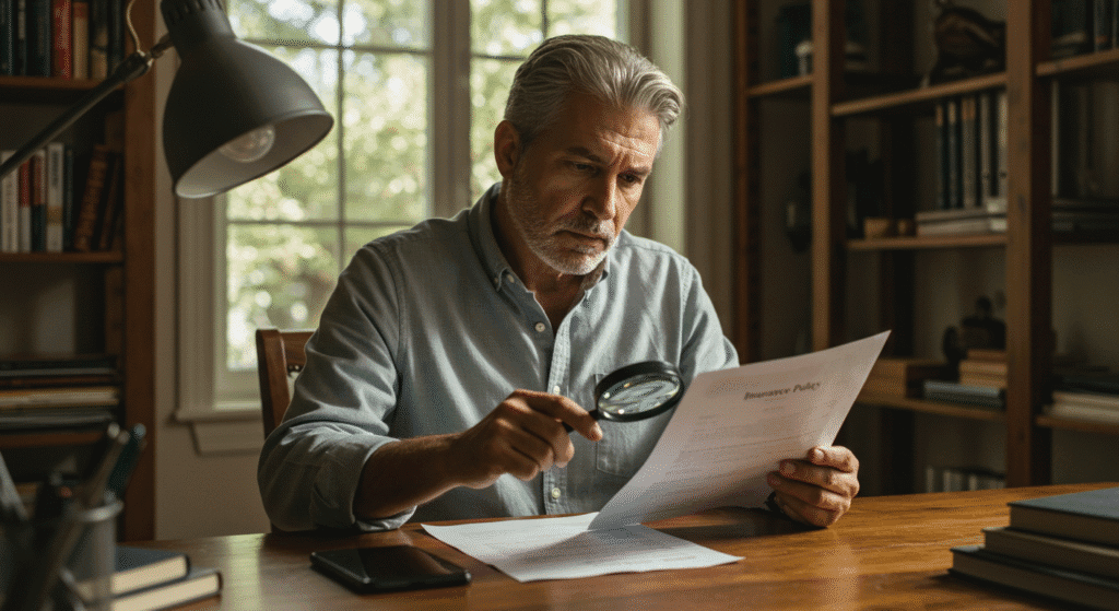 Man Studying His Insurance Policy