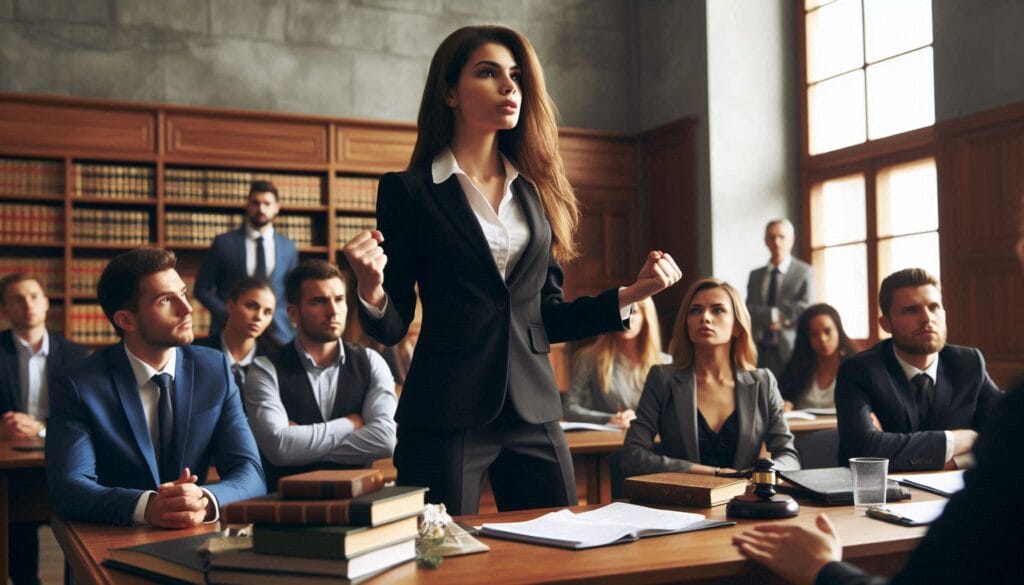 A Woman in Court Battling for Her Rights