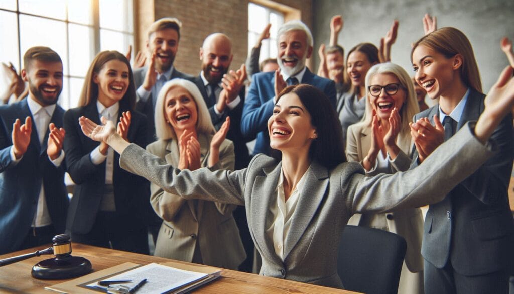 A Celebrating Her Win in Court